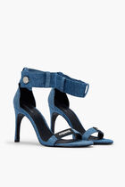 DENIM WAISTBAND STRAP LOGO SANDALS DENIM WAISTBAND STRAP LOGO SANDALS