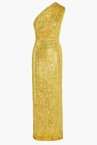 SEQUINED RUCHED ONE SHOULDER GOWN