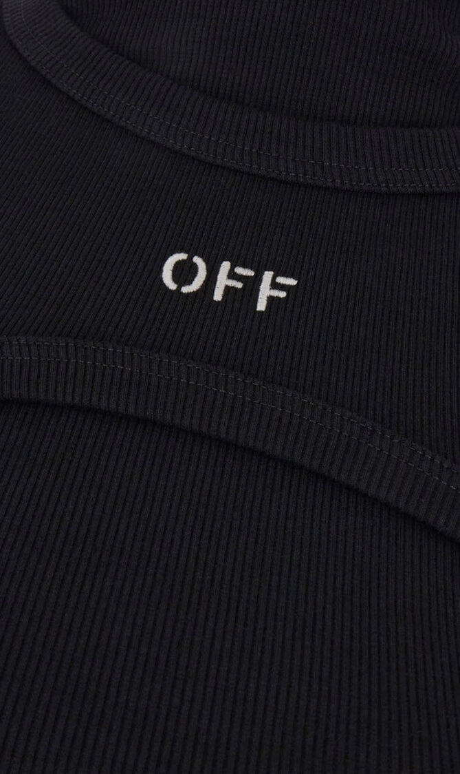 OFF STAMP RIB ROUND LONG DRES BLACK WHIT