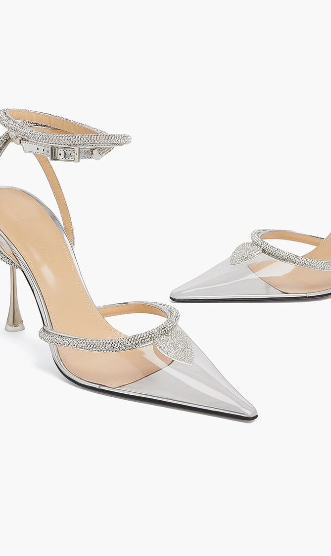 CRYSTAL HEART EMBELLISHED HIGH HEELS 100MM