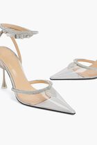 CRYSTAL HEART EMBELLISHED HIGH HEELS 100MM