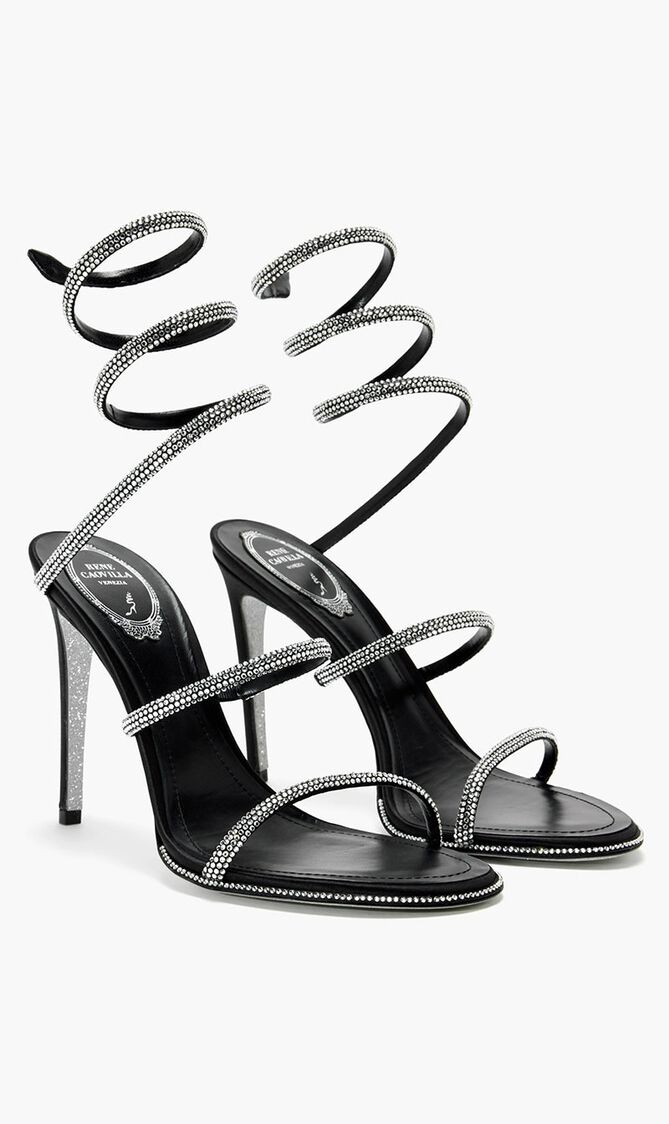 FLORIANE - BLACK SATIN-LACECRYSTAL STRASS