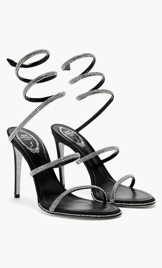 FLORIANE - BLACK SATIN-LACECRYSTAL STRASS