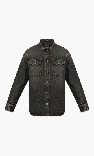 SHIRT DENIM STONE WASH BLACK DENIM FABRIC