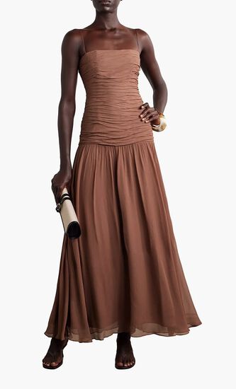 Dalton Ruched Gathered Crepe Maxi Dress
