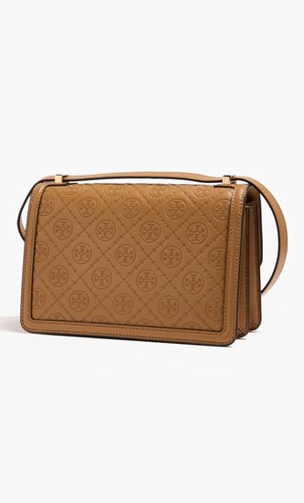 T Monogram Leather Shoulder Bag