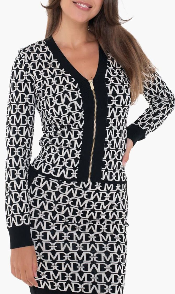 Allover Jacquard Long Sleeve Cardigan