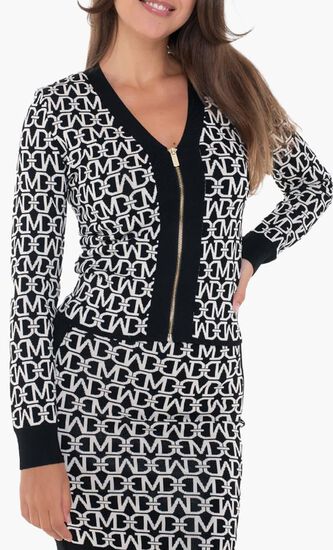 Allover Jacquard Long Sleeve Cardigan