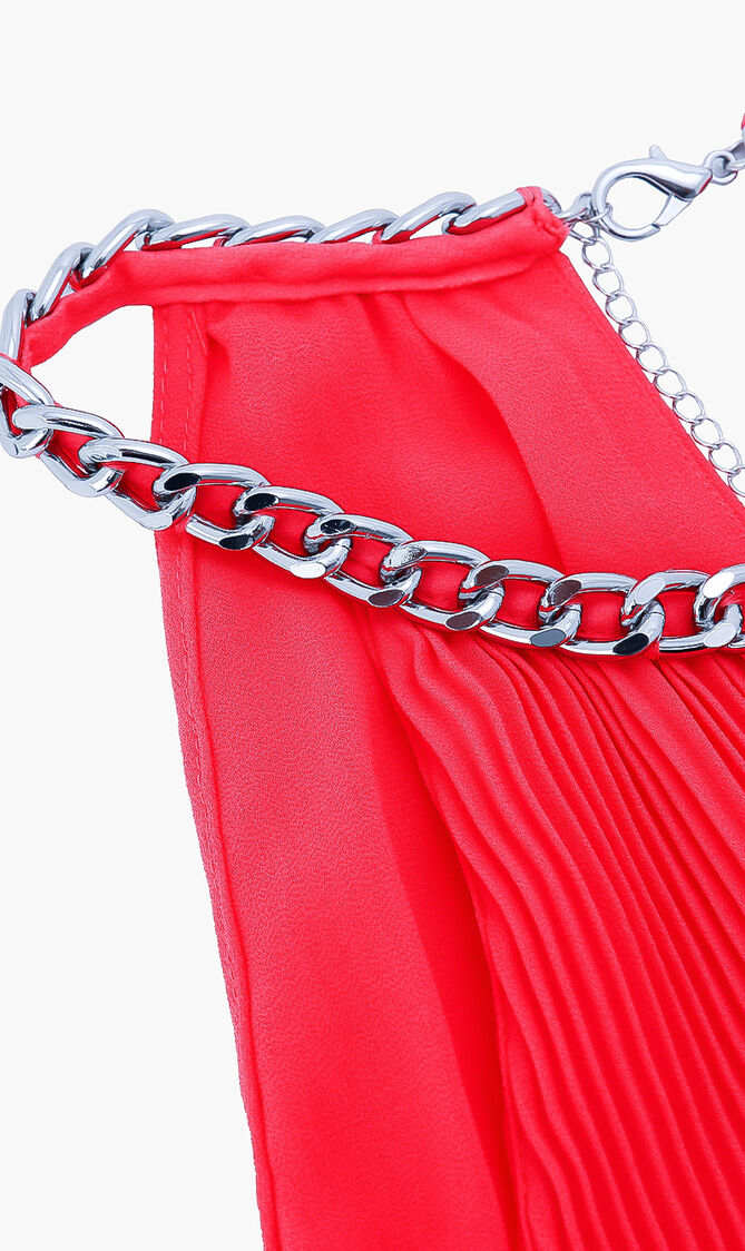 Pleated Georgette Cutout Dress