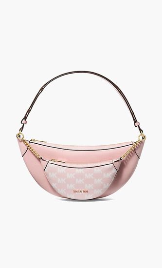 2-in-1 Pebbled Leather and Logo Jacquard Shoulder Bag
