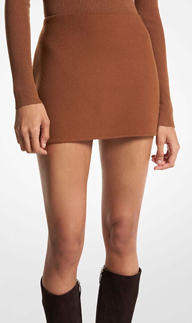 Double Faced Wool Melton Mini Skirt