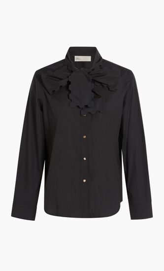 SCALLOPED POPLIN BOW BLOUSE