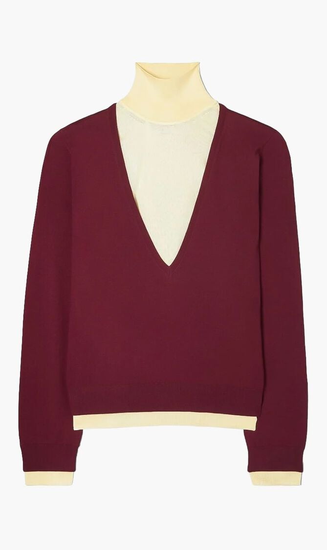 DOUBLE LAYER MOCK NECK PULLOVER