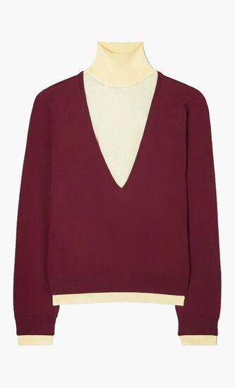 DOUBLE LAYER MOCK NECK PULLOVER