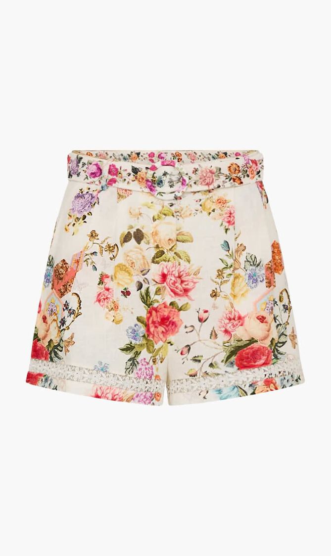 High Waisted Shorts with Lace Insert