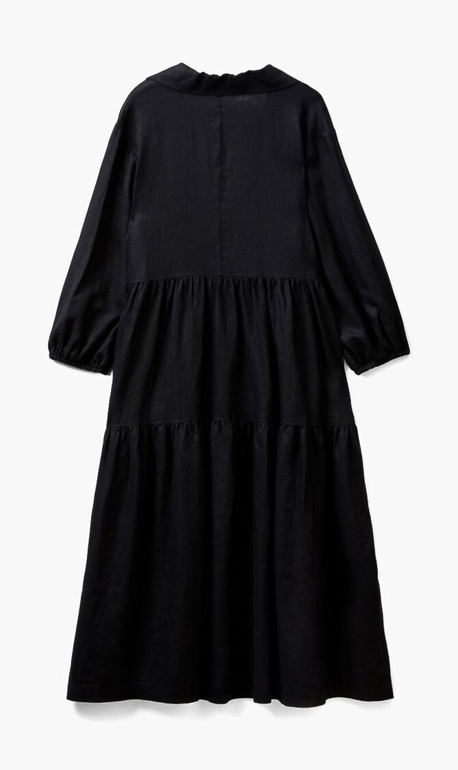 Pure Linen Ruffled Dress