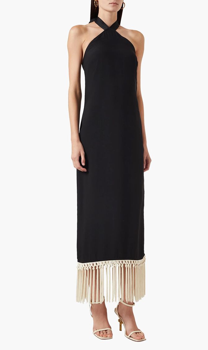 Nina Hand Tied Fringes Maxi Dress