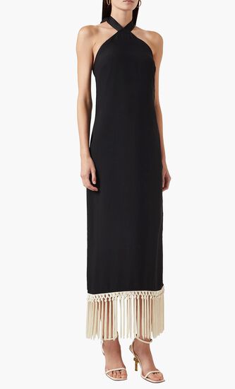 Nina Hand Tied Fringes Maxi Dress