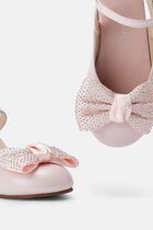 STRASSED EMBELLISED SATIN BOW DECORATED SLING BACK FLATS