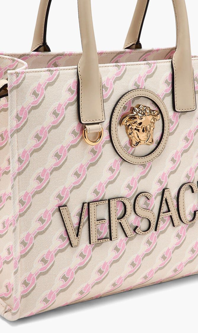 SMALL TOTE FABRIC+CALF LEATHER