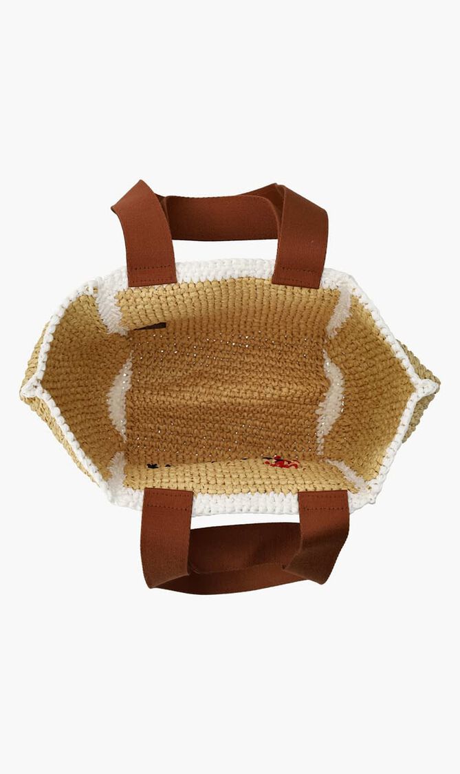 Raffia Effect Macram&eacute; Knitted Sillo Shopping Bag