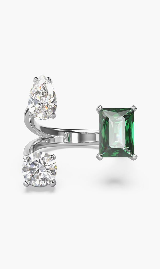 MESMERA RING OP GREEN WHITE/RHS 55 MM