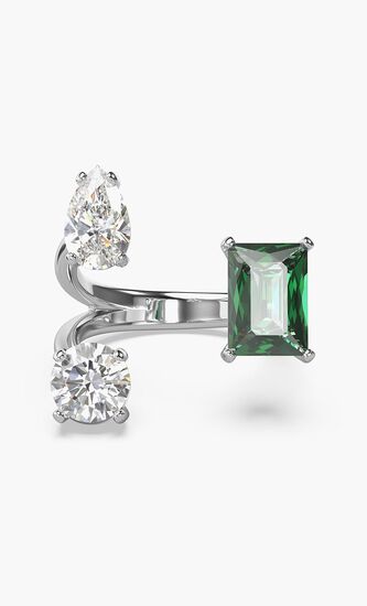 MESMERA RING OP GREEN WHITE/RHS 55 MM