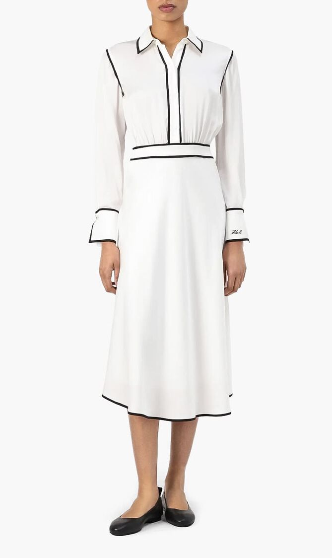 BW CONTRAST PIPING DRESS