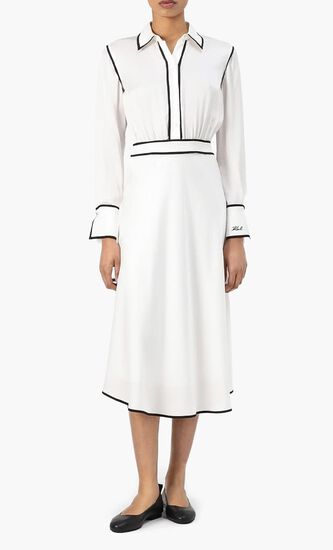 BW CONTRAST PIPING DRESS