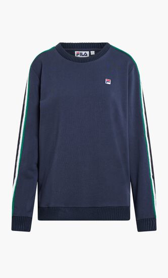 CREW TOP WITH KNITTED DETAIL ON SLEEVES