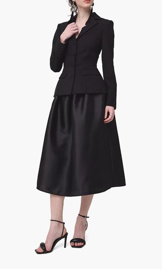 BLACK TAILORED MIDI DRESS