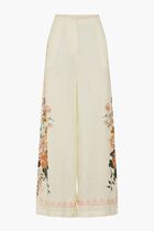 Embroidered Wide Leg Waisted Pant