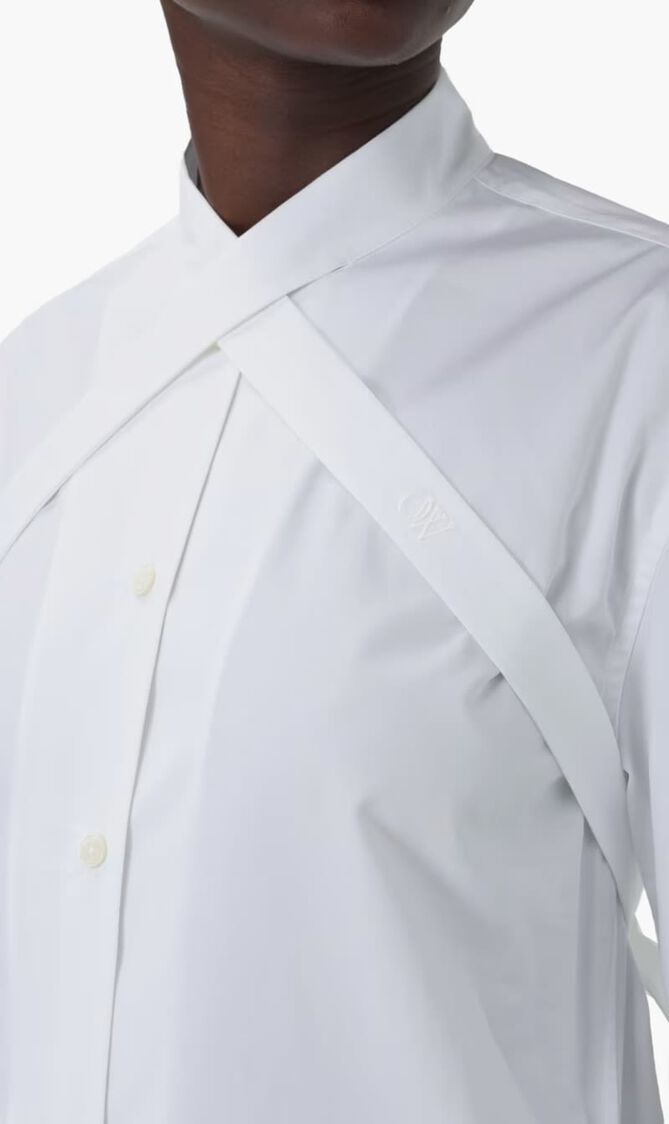 POPLIN CROSS COLLAR SHIRT WHITE WHITE