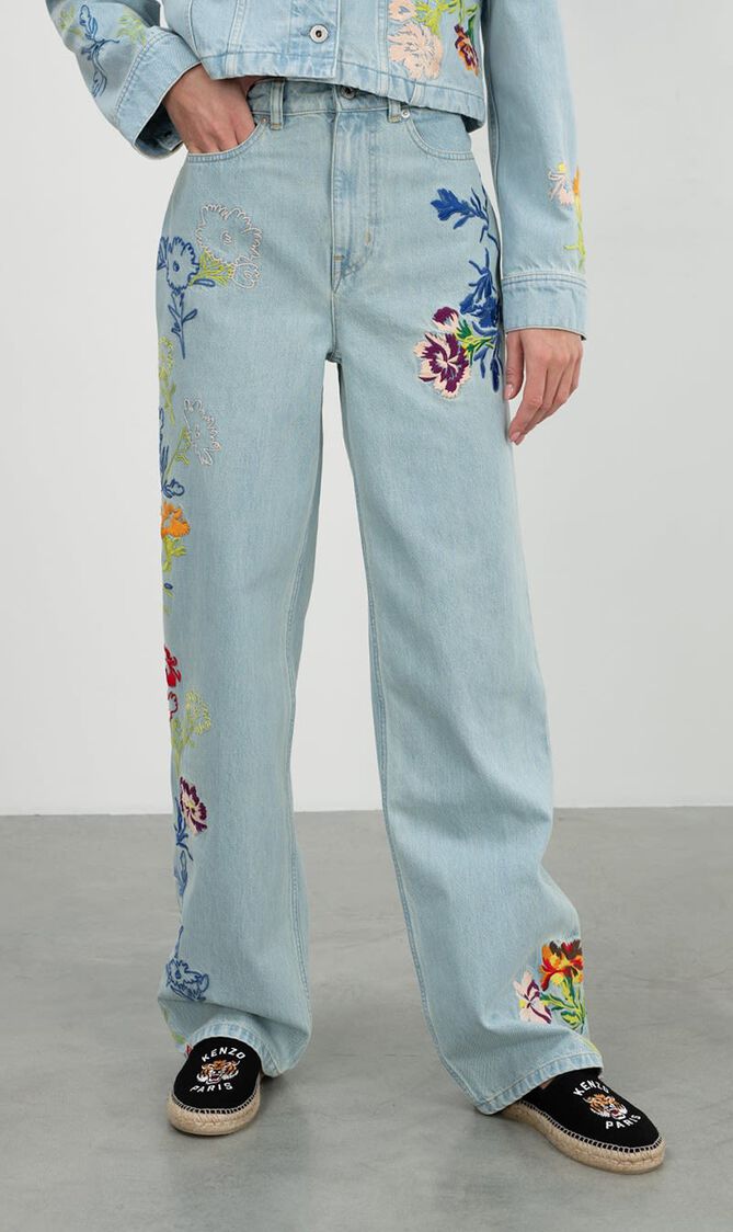 DRAWN FLOWERS AYAME WIDE JEANS