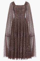 Scatter Dot Cape Sleeve Ankle Gown