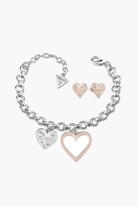 Heart in Hear Bracelet and Earrings Set