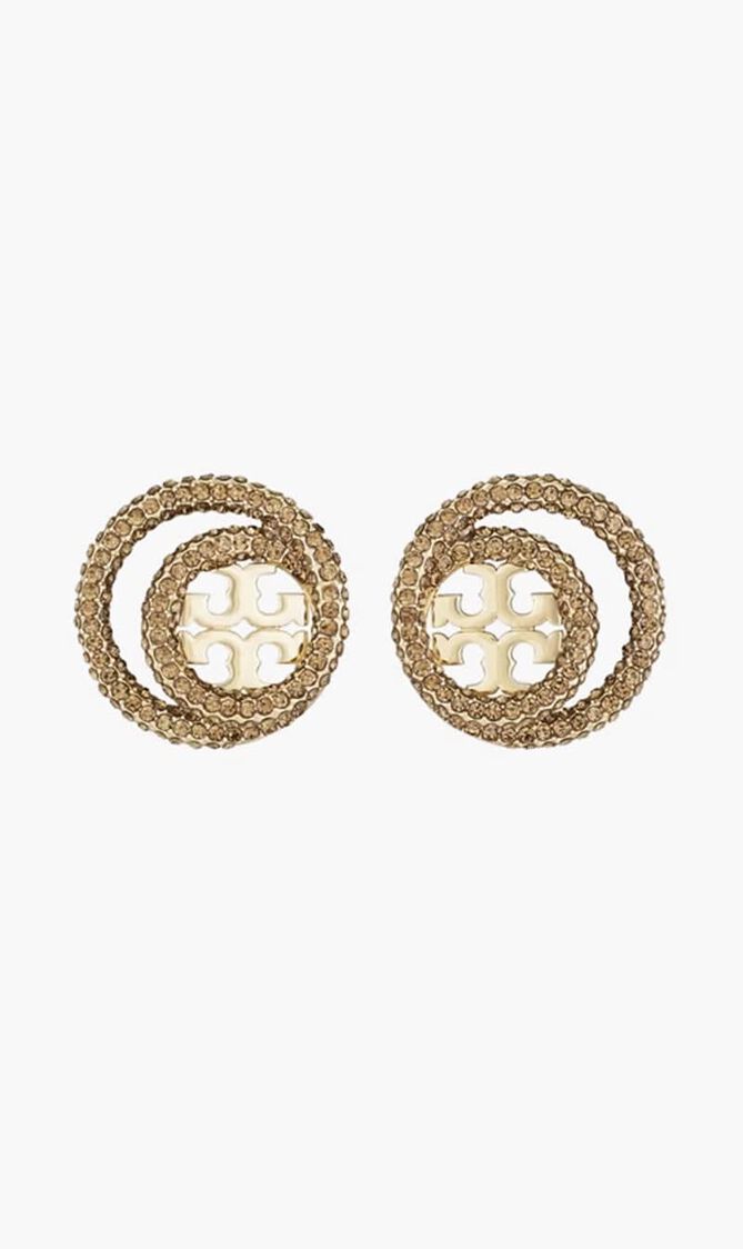 Icon Pave Double Ring Stud Earrings