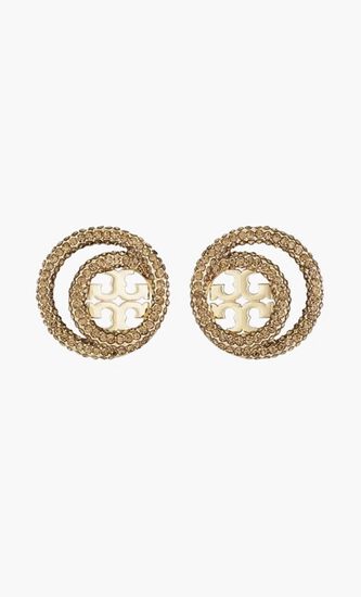 Icon Pave Double Ring Stud Earrings