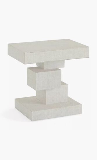JNR CUBIST SIDE TABLE - IVORY RAFFIA - 32877