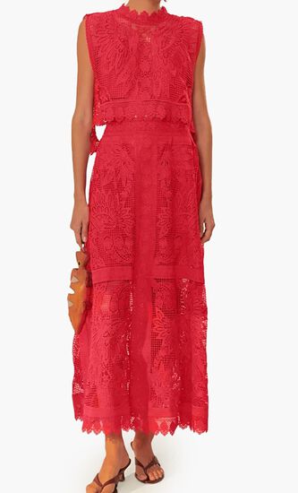 Toucan Guipure Midi Skirt