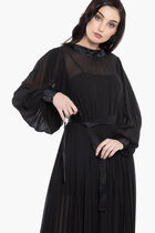 Pleated Maxi Shirt Dress