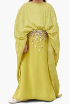 CAPE PLEATED DRESS HIGHLIGHTED WITH EMBELLISHMENT ON THE FRONT