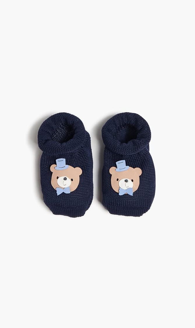 Bowtie Bear Cotton Booties