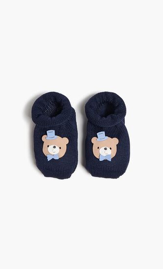 Bowtie Bear Cotton Booties
