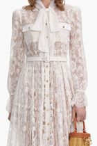 WHITE LACE PUSSY BOW MIDI DRESS