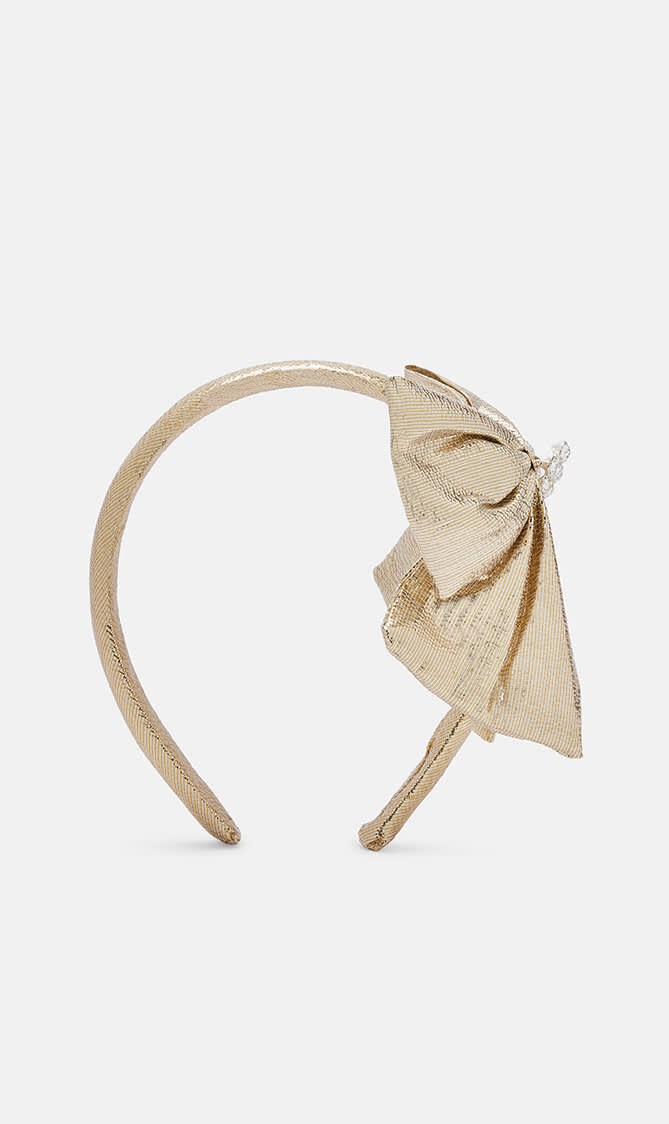GOLD METALLIC BOW HEADBAND