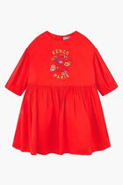 Logo Dress with Puff Sleeves