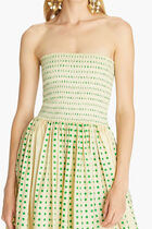 Printed Silk Strapless Dress