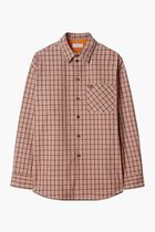 OW EMB CHECKCOTT ZIP SHIRT FIG GREY FIG