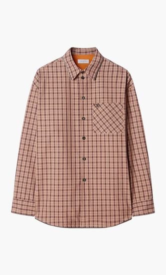 OW EMB CHECKCOTT ZIP SHIRT FIG GREY FIG
